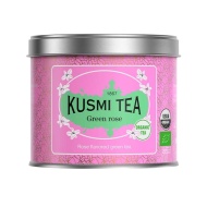 картинка Зеленый чай Kusmi Tea Rose Green (Зеленый чай со вкусом розы) банка (100 гр) интернет магазин являющийся официальным дистрибьютором в России 